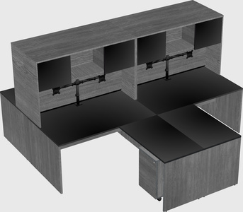 Quad l-shaped office desks
