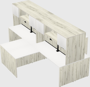 Quad l-shaped office desks