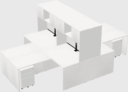 Quad l-shaped office desks