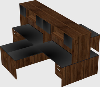 Quad l-shaped office desks