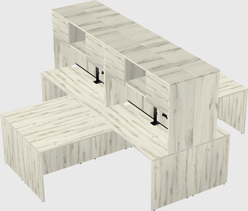 Quad l-shaped office desks