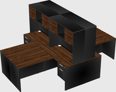 Quad l-shaped office desks