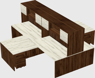 Quad l-shaped office desks