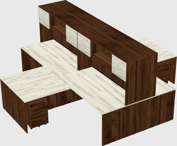 Quad l-shaped office desks