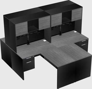 Quad l-shaped office desks