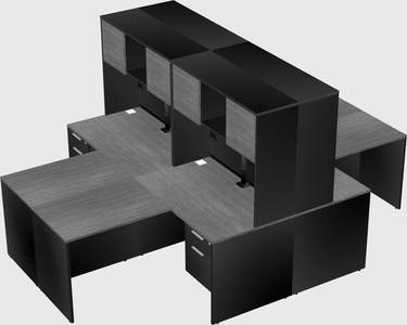 Quad l-shaped office desks