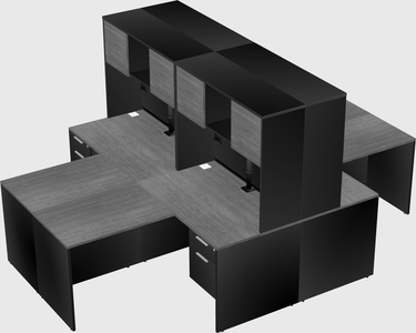 Quad l-shaped office desks