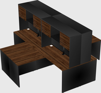 Quad l-shaped office desks