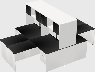 Quad l-shaped office desks