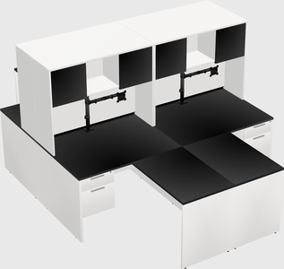 Quad l-shaped office desks