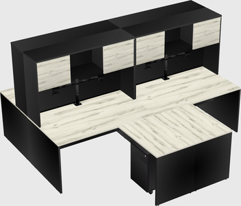 Quad l-shaped office desks