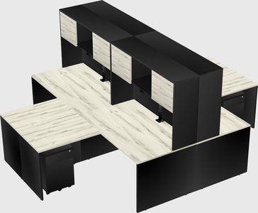 Quad l-shaped office desks