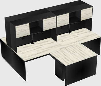 Quad l-shaped office desks