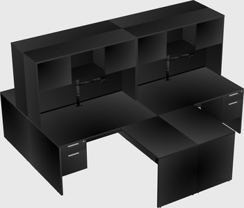 Quad l-shaped office desks
