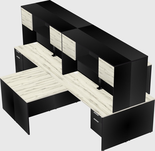 Quad l-shaped office desks