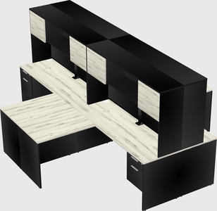 Quad l-shaped office desks