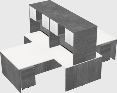 Quad l-shaped office desks