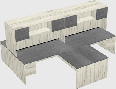 Quad l-shaped office desks