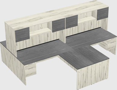 Quad l-shaped office desks