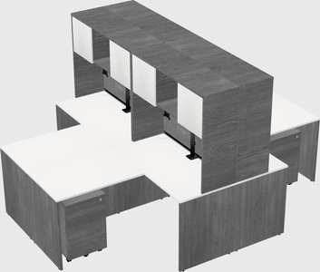 Quad l-shaped office desks