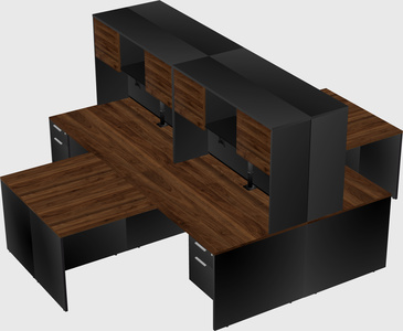 Quad l-shaped office desks