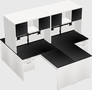 Quad l-shaped office desks