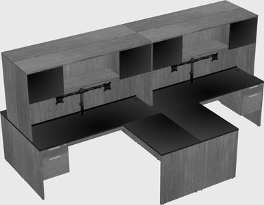 Quad l-shaped office desks