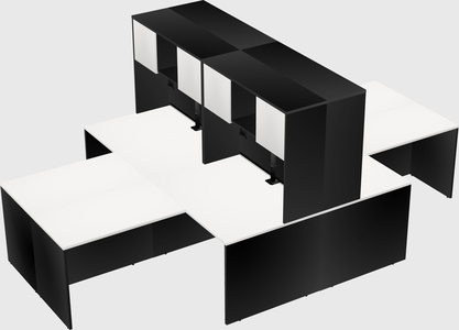 Quad l-shaped office desks
