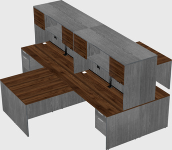 Quad l-shaped office desks