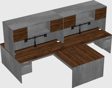 Quad l-shaped office desks
