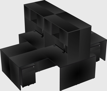 Quad l-shaped office desks