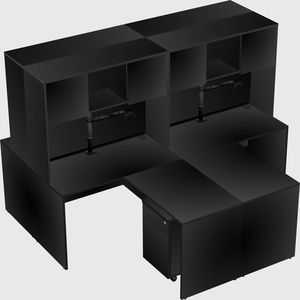 Quad l-shaped office desks