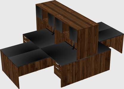 Quad l-shaped office desks