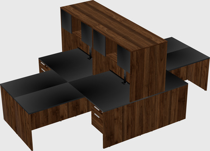Quad l-shaped office desks