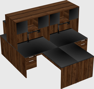 Quad l-shaped office desks