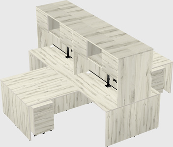 Quad l-shaped office desks