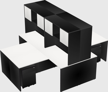 Quad l-shaped office desks