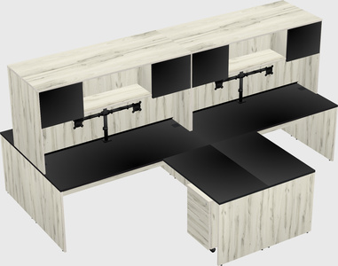 Quad l-shaped office desks
