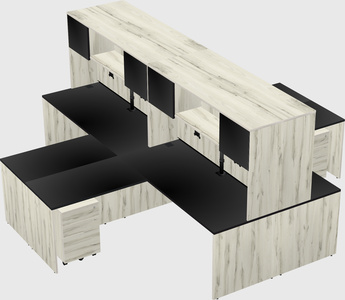 Quad l-shaped office desks