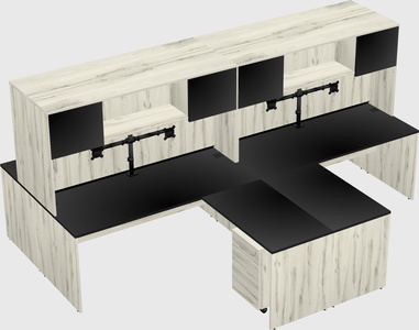 Quad l-shaped office desks