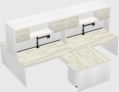 Quad l-shaped office desks