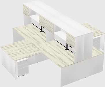 Quad l-shaped office desks