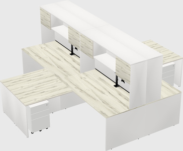 Quad l-shaped office desks