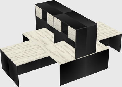 Quad l-shaped office desks