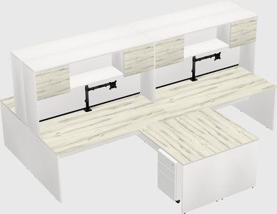 Quad l-shaped office desks