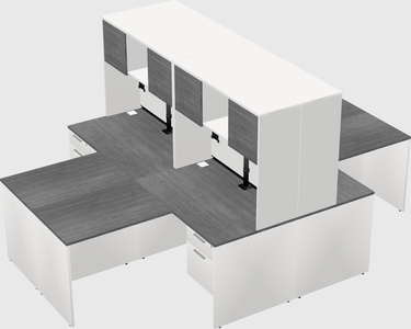 Quad l-shaped office desks