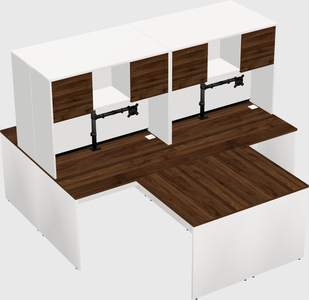 Quad l-shaped office desks