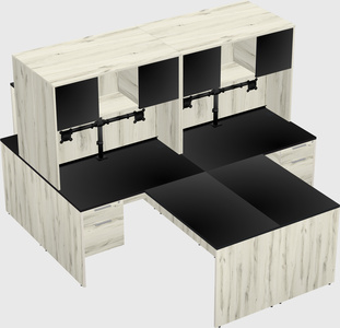 Quad l-shaped office desks