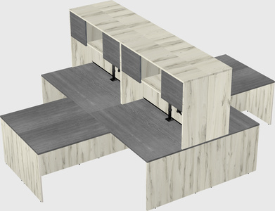 Quad l-shaped office desks