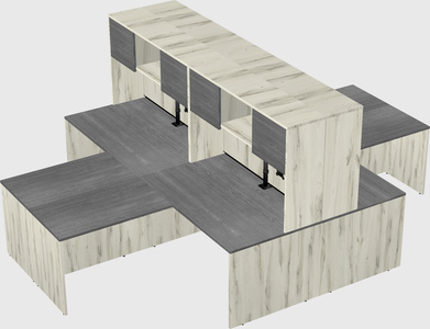 Quad l-shaped office desks